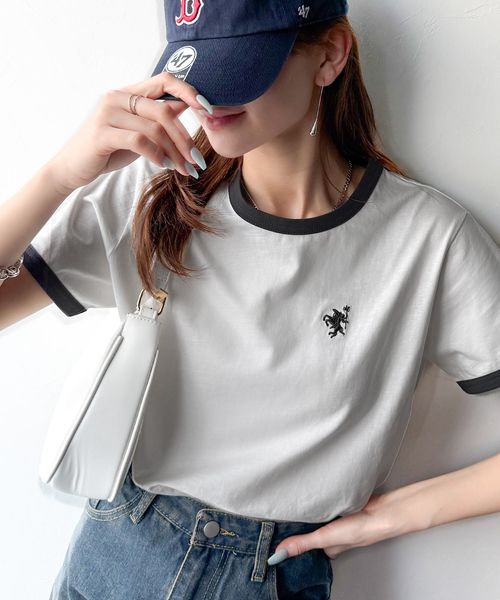 classical elf オーガニックコットン混 綿100%胸刺繍リンガーTシャツce1260400 ホワイト M ウィメンズインナー_CE クラシカルエルフ 321883 and ST アンドエスティ(旧ドットエスティ) classical elf オーガニックコットン混 綿100%胸刺繍リンガーTシャツce1260400 ホワイト M ウィメンズインナー_CE クラシカルエルフ 321883 and ST アンドエスティ(旧ドットエスティ)