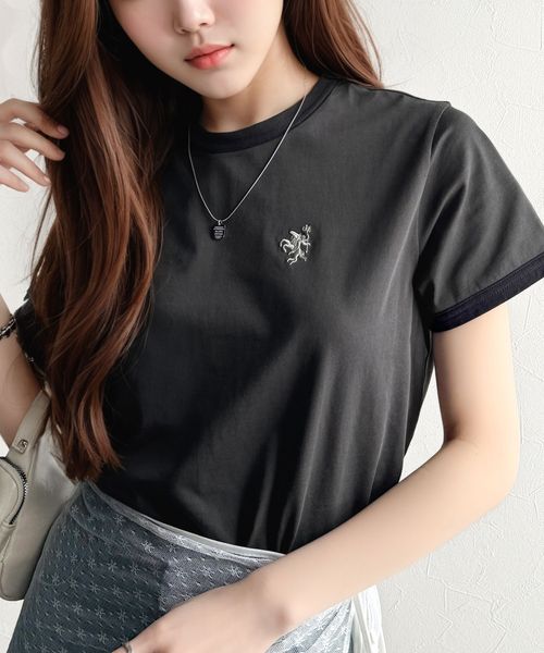 classical elf オーガニックコットン混 綿100%胸刺繍リンガーTシャツce1260400 シルバー XL ウィメンズインナー_CE クラシカルエルフ 321883 and ST アンドエスティ(旧ドットエスティ) classical elf オーガニックコットン混 綿100%胸刺繍リンガーTシャツce1260400 シルバー XL ウィメンズインナー_CE クラシカルエルフ 321883 and ST アンドエスティ(旧ドットエスティ)