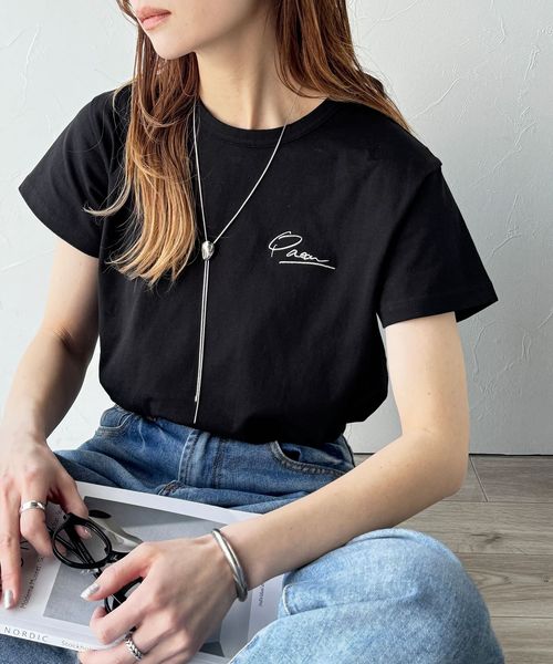 classical elf こなれ感たっぷり。オーガニックコットン100%胸元PAEAN刺繍Tシャツ(半袖)ce1260401 ブラック XL ウィメンズインナー_CE クラシカルエルフ 321884 and ST アンドエスティ(旧ドットエスティ) classical elf こなれ感たっぷり。オーガニックコットン100%胸元PAEAN刺繍Tシャツ(半袖)ce1260401 ブラック XL ウィメンズインナー_CE クラシカルエルフ 321884 and ST アンドエスティ(旧ドットエスティ)
