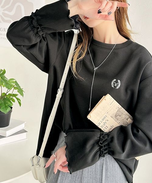 classical elf ワンポイントロゴ刺繍キャンディースリーブダンボールニットカットソー(長袖)ce1110110 ブラック M ウィメンズインナー_CE クラシカルエルフ 321887 and ST アンドエスティ(旧ドットエスティ) classical elf ワンポイントロゴ刺繍キャンディースリーブダンボールニットカットソー(長袖)ce1110110 ブラック M ウィメンズインナー_CE クラシカルエルフ 321887 and ST アンドエスティ(旧ドットエスティ)