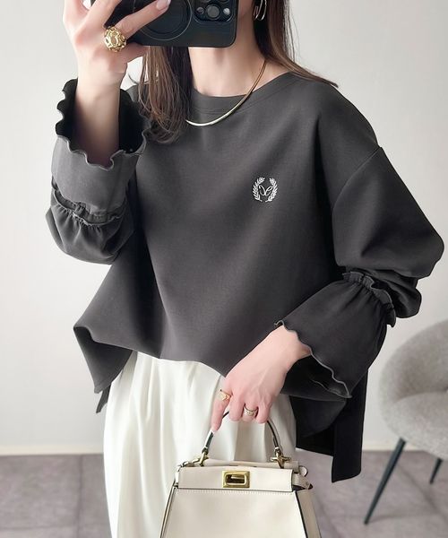 classical elf ワンポイントロゴ刺繍キャンディースリーブダンボールニットカットソー(長袖)ce1110110 シルバー L ウィメンズインナー_CE クラシカルエルフ 321887 and ST アンドエスティ(旧ドットエスティ) classical elf ワンポイントロゴ刺繍キャンディースリーブダンボールニットカットソー(長袖)ce1110110 シルバー L ウィメンズインナー_CE クラシカルエルフ 321887 and ST アンドエスティ(旧ドットエスティ)