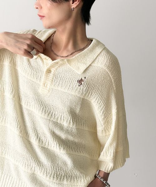classical elf 一枚で決まる。ワンポイント刺繍ブークレポロニットトップス(半袖)cm1260392 オフホワイト L メンズインナー_CE クラシカルエルフ 321894 and ST アンドエスティ(旧ドットエスティ) classical elf 一枚で決まる。ワンポイント刺繍ブークレポロニットトップス(半袖)cm1260392 オフホワイト L メンズインナー_CE クラシカルエルフ 321894 and ST アンドエスティ(旧ドットエスティ)