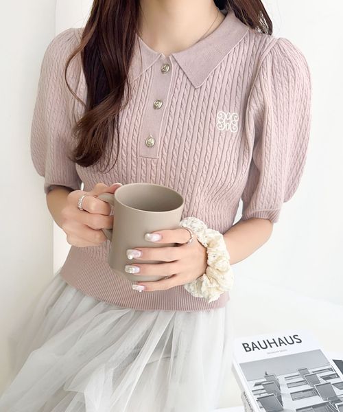 classical elf 【mily bilet】胸刺繍ケーブルニットパフスリーブポロシャツ(半袖)mi1029096 ピンク L ウィメンズインナー_MB クラシカルエルフ 322073 and ST アンドエスティ(旧ドットエスティ) classical elf 【mily bilet】胸刺繍ケーブルニットパフスリーブポロシャツ(半袖)mi1029096 ピンク L ウィメンズインナー_MB クラシカルエルフ 322073 and ST アンドエスティ(旧ドットエスティ)