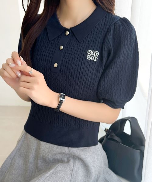 classical elf 【mily bilet】胸刺繍ケーブルニットパフスリーブポロシャツ(半袖)mi1029096 ネイビー M ウィメンズインナー_MB クラシカルエルフ 322073 and ST アンドエスティ(旧ドットエスティ) classical elf 【mily bilet】胸刺繍ケーブルニットパフスリーブポロシャツ(半袖)mi1029096 ネイビー M ウィメンズインナー_MB クラシカルエルフ 322073 and ST アンドエスティ(旧ドットエスティ)
