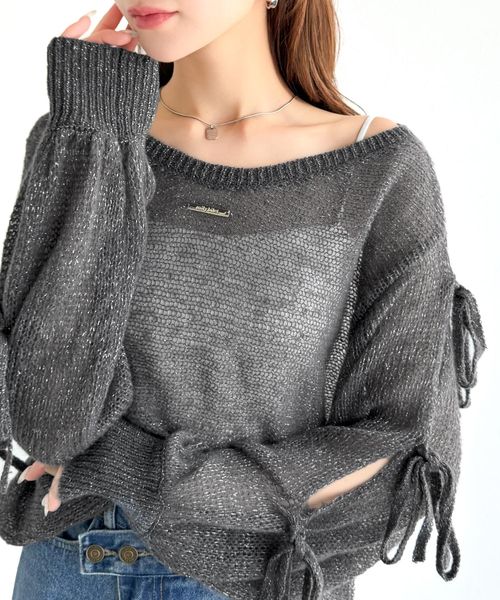 classical elf 【mily bilet】プレートデザイン透かし編み袖リボンラメニットmi1259009 チャコールグレー M ウィメンズインナー_MB クラシカルエルフ 322116 and ST アンドエスティ(旧ドットエスティ) classical elf 【mily bilet】プレートデザイン透かし編み袖リボンラメニットmi1259009 チャコールグレー M ウィメンズインナー_MB クラシカルエルフ 322116 and ST アンドエスティ(旧ドットエスティ)