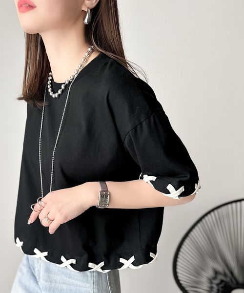classical elf 華やかさとこなれ感を両立!レースアップデザインクロップドTシャツ(半袖)ce1010407 ホワイト M ウィメンズインナー_CE クラシカルエルフ 325025 and ST アンドエスティ(旧ドットエスティ) classical elf 華やかさとこなれ感を両立!レースアップデザインクロップドTシャツ(半袖)ce1010407 ホワイト M ウィメンズインナー_CE クラシカルエルフ 325025 and ST アンドエスティ(旧ドットエスティ)