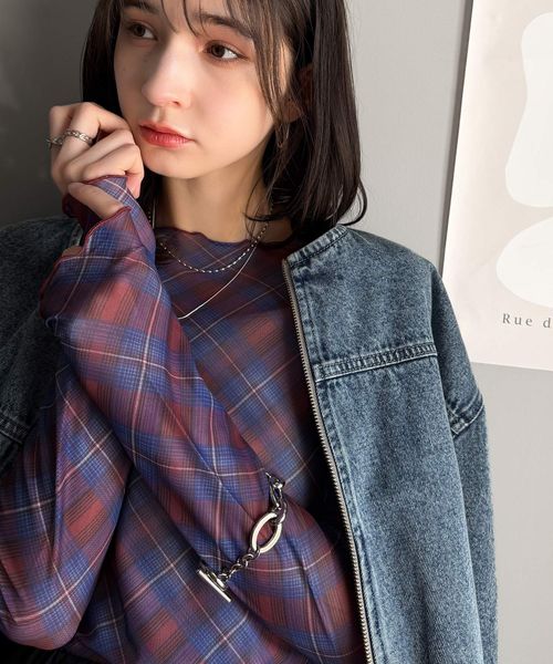 classical elf オンブレチェックシアーボートネックメロウトップス(長袖)ce1010419 レッド S ウィメンズインナー_CE クラシカルエルフ 325049 and ST アンドエスティ(旧ドットエスティ) classical elf オンブレチェックシアーボートネックメロウトップス(長袖)ce1010419 レッド S ウィメンズインナー_CE クラシカルエルフ 325049 and ST アンドエスティ(旧ドットエスティ)