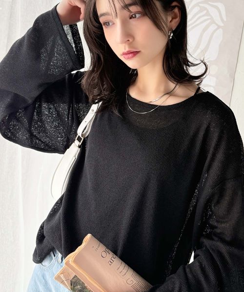 classical elf リラクシングなゆるニット。オーバーサイズグランジシアーニットトップス(長袖)ce1010421 ブラック S ウィメンズインナー_CE クラシカルエルフ 325070 and ST アンドエスティ(旧ドットエスティ) classical elf リラクシングなゆるニット。オーバーサイズグランジシアーニットトップス(長袖)ce1010421 ブラック S ウィメンズインナー_CE クラシカルエルフ 325070 and ST アンドエスティ(旧ドットエスティ)