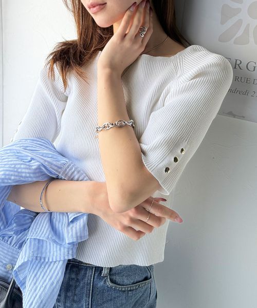 classical elf 着心地抜群で夏も快適に!スクエアネック袖ボタンハーフスリーブリブニットce1020233 ホワイト S ウィメンズインナー_CE クラシカルエルフ 325074 and ST アンドエスティ(旧ドットエスティ) classical elf 着心地抜群で夏も快適に!スクエアネック袖ボタンハーフスリーブリブニットce1020233 ホワイト S ウィメンズインナー_CE クラシカルエルフ 325074 and ST アンドエスティ(旧ドットエスティ)