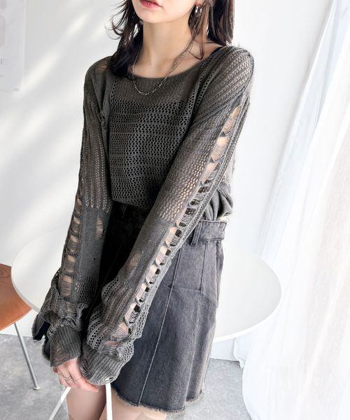 classical elf レイヤード自由自在。ヴィンテージライクの透かし編みトップス(長袖)ce1350006 シルバー L ウィメンズインナー_CE クラシカルエルフ 326846 and ST アンドエスティ(旧ドットエスティ) classical elf レイヤード自由自在。ヴィンテージライクの透かし編みトップス(長袖)ce1350006 シルバー L ウィメンズインナー_CE クラシカルエルフ 326846 and ST アンドエスティ(旧ドットエスティ)