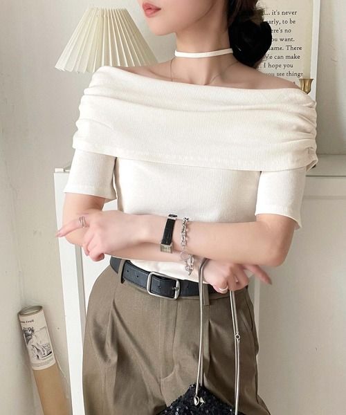 classical elf 華奢見えを叶える、絶妙ドレープが◎ タイ付き五分袖オフショルトップスce1240086 ホワイト XL ウィメンズインナー_CE クラシカルエルフ 411701 and ST アンドエスティ(旧ドットエスティ) classical elf 華奢見えを叶える、絶妙ドレープが◎ タイ付き五分袖オフショルトップスce1240086 ホワイト XL ウィメンズインナー_CE クラシカルエルフ 411701 and ST アンドエスティ(旧ドットエスティ)