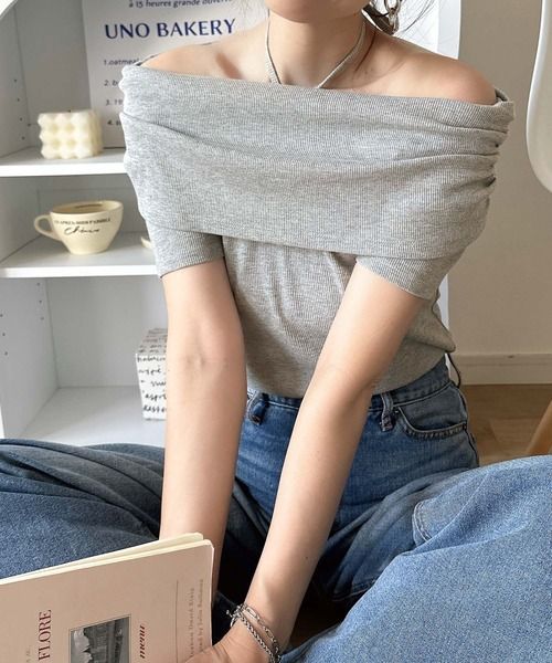 classical elf 華奢見えを叶える、絶妙ドレープが◎ タイ付き五分袖オフショルトップスce1240086 チャコールグレー S ウィメンズインナー_CE クラシカルエルフ 411701 and ST アンドエスティ(旧ドットエスティ) classical elf 華奢見えを叶える、絶妙ドレープが◎ タイ付き五分袖オフショルトップスce1240086 チャコールグレー S ウィメンズインナー_CE クラシカルエルフ 411701 and ST アンドエスティ(旧ドットエスティ)