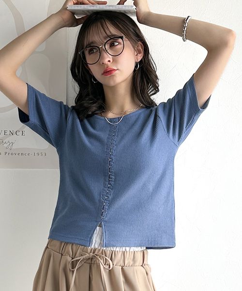 classical elf 大人可愛いデコルテ魅せコンパクトT。フロントホックワッフル半袖トップスce1020238 ライトブルー M ウィメンズインナー_CE クラシカルエルフ 438475 and ST アンドエスティ(旧ドットエスティ) classical elf 大人可愛いデコルテ魅せコンパクトT。フロントホックワッフル半袖トップスce1020238 ライトブルー M ウィメンズインナー_CE クラシカルエルフ 438475 and ST アンドエスティ(旧ドットエスティ)