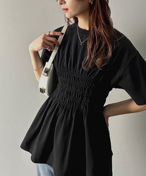 classical elf ふわっと広がるAラインで魅せる。シャーリングデザインTシャツ(半袖)ce1050298 ブラック XL ウィメンズインナー_CE クラシカルエルフ 451633 and ST アンドエスティ(旧ドットエスティ) classical elf ふわっと広がるAラインで魅せる。シャーリングデザインTシャツ(半袖)ce1050298 ブラック XL ウィメンズインナー_CE クラシカルエルフ 451633 and ST アンドエスティ(旧ドットエスティ)