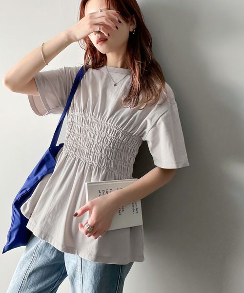 classical elf ふわっと広がるAラインで魅せる。シャーリングデザインTシャツ(半袖)ce1050298 グレー S ウィメンズインナー_CE クラシカルエルフ 451633 and ST アンドエスティ(旧ドットエスティ) classical elf ふわっと広がるAラインで魅せる。シャーリングデザインTシャツ(半袖)ce1050298 グレー S ウィメンズインナー_CE クラシカルエルフ 451633 and ST アンドエスティ(旧ドットエスティ)