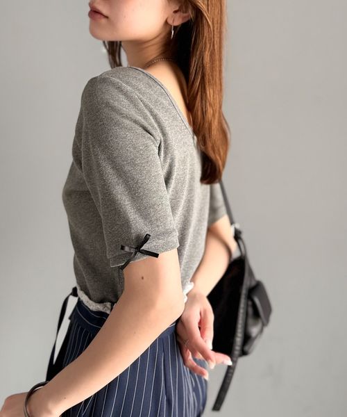 classical elf 《AYA×クラシカルエルフコラボ》前後2way袖リボンバックオープンリブトップスce1010432 チャコールグレー XL ウィメンズインナー_CE クラシカルエルフ 492721 and ST アンドエスティ(旧ドットエスティ) classical elf 《AYA×クラシカルエルフコラボ》前後2way袖リボンバックオープンリブトップスce1010432 チャコールグレー XL ウィメンズインナー_CE クラシカルエルフ 492721 and ST アンドエスティ(旧ドットエスティ)