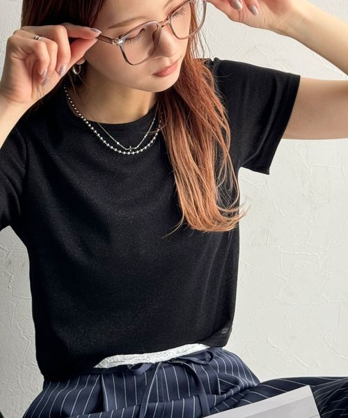 classical elf さりげなく輝くラメが主役。ラメ入りショート丈Tシャツ(半袖)ce1110124 ブラック M ウィメンズインナー_CE クラシカルエルフ 493559 and ST アンドエスティ(旧ドットエスティ) classical elf さりげなく輝くラメが主役。ラメ入りショート丈Tシャツ(半袖)ce1110124 ブラック M ウィメンズインナー_CE クラシカルエルフ 493559 and ST アンドエスティ(旧ドットエスティ)