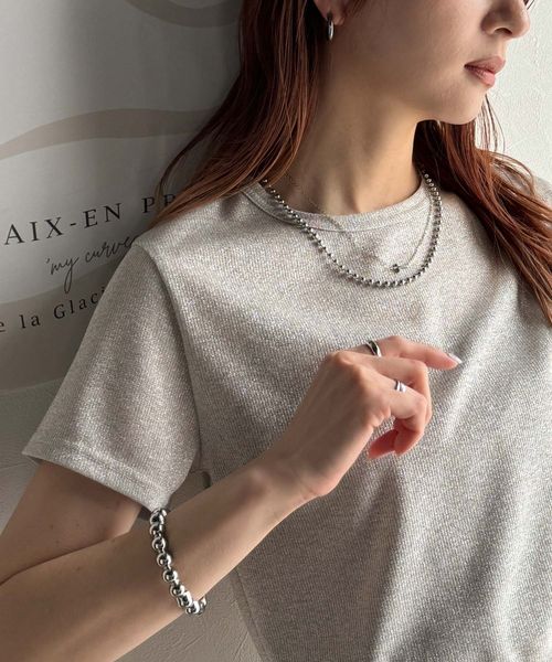 classical elf さりげなく輝くラメが主役。ラメ入りショート丈Tシャツ(半袖)ce1110124 ライトグレー L ウィメンズインナー_CE クラシカルエルフ 493559 and ST アンドエスティ(旧ドットエスティ) classical elf さりげなく輝くラメが主役。ラメ入りショート丈Tシャツ(半袖)ce1110124 ライトグレー L ウィメンズインナー_CE クラシカルエルフ 493559 and ST アンドエスティ(旧ドットエスティ)