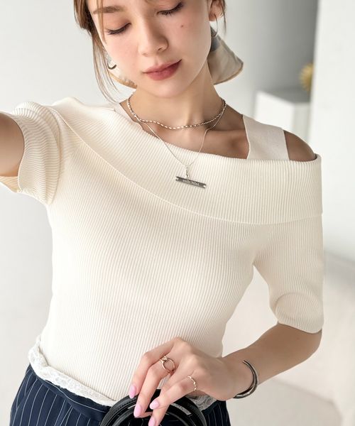 classical elf 【mily bilet】肌見せに"きゅんっ"。プレート使いオフショルニット(半袖)mi1029129 ホワイト S メンズインナー_MB クラシカルエルフ 495030 and ST アンドエスティ(旧ドットエスティ) classical elf 【mily bilet】肌見せに"きゅんっ"。プレート使いオフショルニット(半袖)mi1029129 ホワイト S メンズインナー_MB クラシカルエルフ 495030 and ST アンドエスティ(旧ドットエスティ)