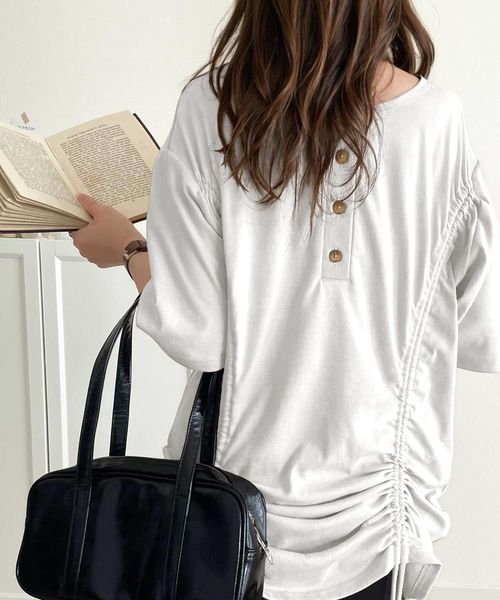 classical elf 《JaVaコラボ》前後2wayヘンリーネックドロストチュニックTシャツ(半袖)jv1010437 ホワイト XL ウィメンズインナー_JV クラシカルエルフ 495047 and ST アンドエスティ(旧ドットエスティ) classical elf 《JaVaコラボ》前後2wayヘンリーネックドロストチュニックTシャツ(半袖)jv1010437 ホワイト XL ウィメンズインナー_JV クラシカルエルフ 495047 and ST アンドエスティ(旧ドットエスティ)