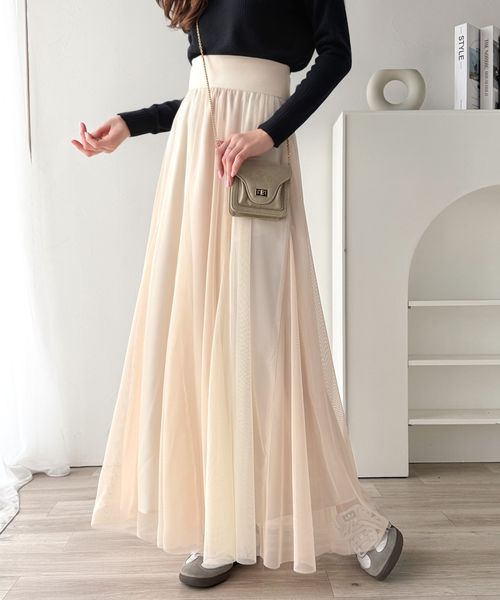 classical elf 【mily bilet】グラデーションチュールフレアスカートmi1329035 オフホワイト L ウィメンズボトムス_MB クラシカルエルフ 495927 and ST アンドエスティ（旧ドットエスティ）