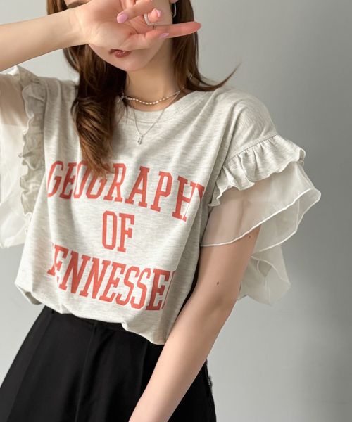 classical elf 【mily bilet】 ダブルフリル袖カレッジライクロゴゆるTシャツmi1329036 ホワイト S ウィメンズインナー_MB クラシカルエルフ 495928 and ST アンドエスティ(旧ドットエスティ) classical elf 【mily bilet】 ダブルフリル袖カレッジライクロゴゆるTシャツmi1329036 ホワイト S ウィメンズインナー_MB クラシカルエルフ 495928 and ST アンドエスティ(旧ドットエスティ)