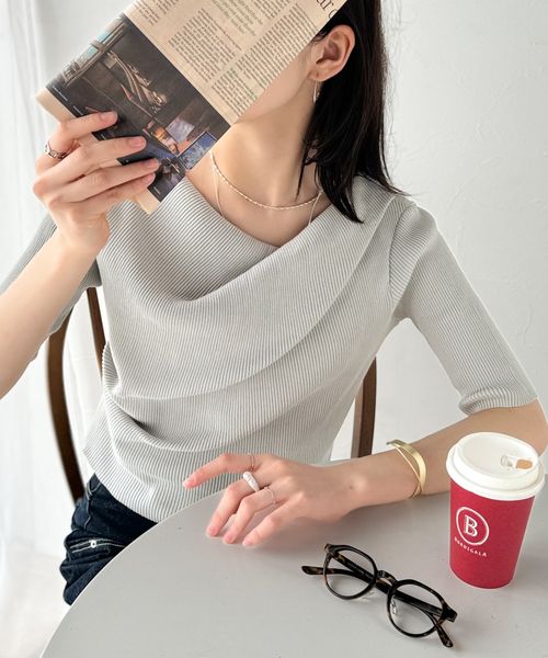classical elf 1枚で雰囲気美人。暑い日も、やっぱり上品でいたい。5分袖ドレープニット(半袖) ce1260474 グレー XL ウィメンズインナー_CE クラシカルエルフ 498390 and ST アンドエスティ(旧ドットエスティ) classical elf 1枚で雰囲気美人。暑い日も、やっぱり上品でいたい。5分袖ドレープニット(半袖) ce1260474 グレー XL ウィメンズインナー_CE クラシカルエルフ 498390 and ST アンドエスティ(旧ドットエスティ)