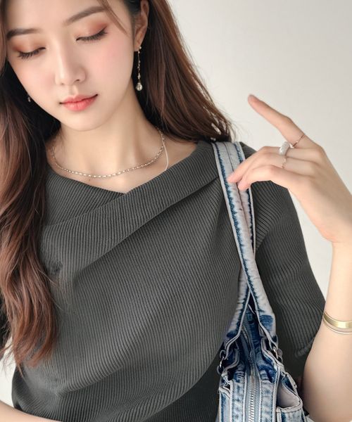 classical elf 1枚で雰囲気美人。暑い日も、やっぱり上品でいたい。5分袖ドレープニット(半袖) ce1260474 シルバー XL ウィメンズインナー_CE クラシカルエルフ 498390 and ST アンドエスティ(旧ドットエスティ) classical elf 1枚で雰囲気美人。暑い日も、やっぱり上品でいたい。5分袖ドレープニット(半袖) ce1260474 シルバー XL ウィメンズインナー_CE クラシカルエルフ 498390 and ST アンドエスティ(旧ドットエスティ)