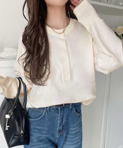 classical elf ニットのぬくもりに、少しのアクセント。前後2wayヘンリーネックニットプルオーバーce1020309 オフホワイト L ウィメンズインナー_CE クラシカルエルフ 498391 and ST アンドエスティ(旧ドットエスティ) classical elf ニットのぬくもりに、少しのアクセント。前後2wayヘンリーネックニットプルオーバーce1020309 オフホワイト L ウィメンズインナー_CE クラシカルエルフ 498391 and ST アンドエスティ(旧ドットエスティ)