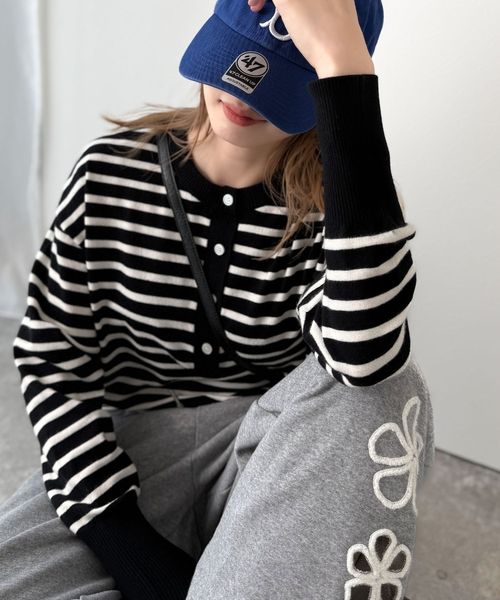 classical elf ニットのぬくもりに、少しのアクセント。前後2wayヘンリーネックニットプルオーバーce1020309 ライトグレー L ウィメンズインナー_CE クラシカルエルフ 498391 and ST アンドエスティ（旧ドットエスティ）