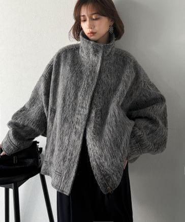 Classical Evon】シャギースタンド比翼デザインブルゾンev1265025