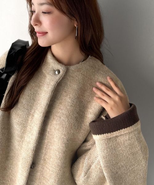 classical elf 配色で差がつくベーシックな一枚。Wフェイス配色ニットカーディガンce1380005 オフホワイト M ウィメンズインナー_CE クラシカルエルフ 570519 and ST アンドエスティ（旧ドットエスティ）