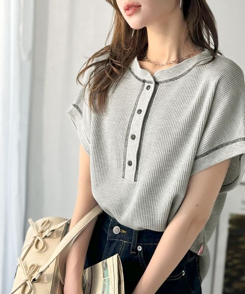 classical elf 《JaVaジャバコラボ》配色ステッチフレンチスリーブワッフルカットソーjv1260495 チャコールグレー L ウィメンズインナー_JV クラシカルエルフ 577021 and ST アンドエスティ(旧ドットエスティ) classical elf 《JaVaジャバコラボ》配色ステッチフレンチスリーブワッフルカットソーjv1260495 チャコールグレー L ウィメンズインナー_JV クラシカルエルフ 577021 and ST アンドエスティ(旧ドットエスティ)