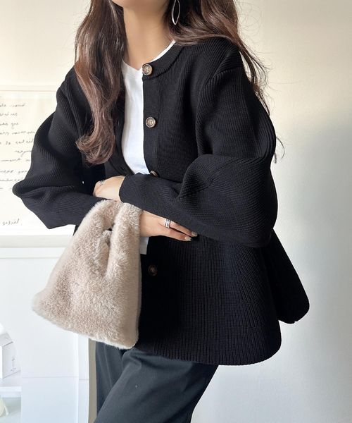 classical elf シーンで選べる2way仕様。2wayペプラムニットカーディガンce1050319 ブラック XL ウィメンズインナー_CE クラシカルエルフ 577062 and ST アンドエスティ（旧ドットエスティ）