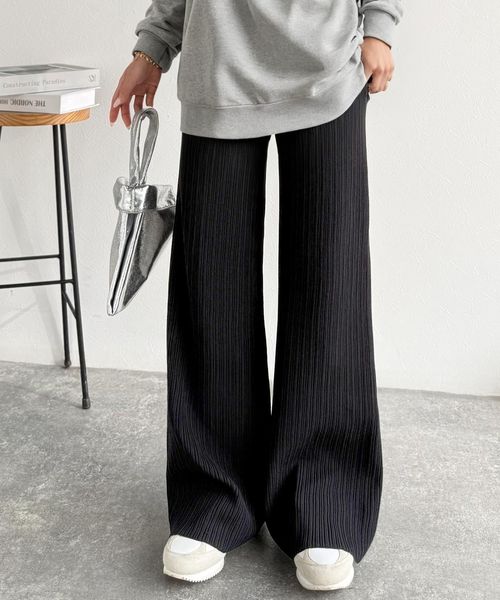 classical elf 履き心地楽ちん&スッキリ脚長魅せ。ランダムリブニットパンツce1050323 ブラック XL ウィメンズボトムス_CE クラシカルエルフ 577074 and ST アンドエスティ(旧ドットエスティ) classical elf 履き心地楽ちん&スッキリ脚長魅せ。ランダムリブニットパンツce1050323 ブラック XL ウィメンズボトムス_CE クラシカルエルフ 577074 and ST アンドエスティ(旧ドットエスティ)