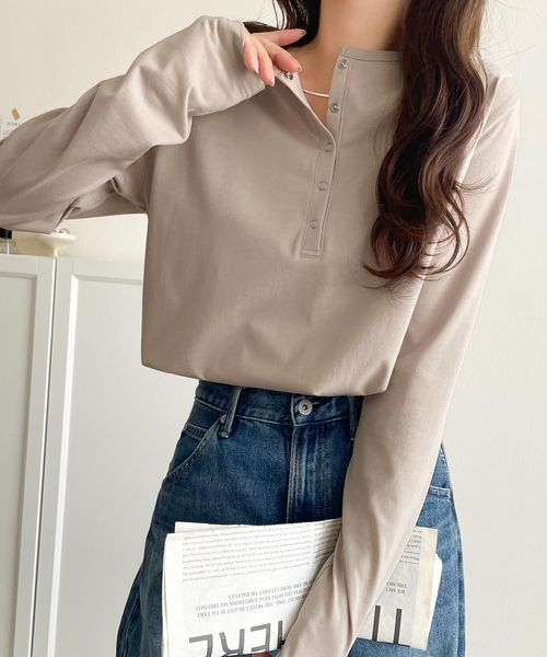 classical elf シンプルだからこそ、こだわりたい。シルケット加工ドット釦ヘンリーTシャツ(長袖)ce1020314 オフホワイト L ウィメンズインナー_CE クラシカルエルフ 578929 and ST アンドエスティ(旧ドットエスティ) classical elf シンプルだからこそ、こだわりたい。シルケット加工ドット釦ヘンリーTシャツ(長袖)ce1020314 オフホワイト L ウィメンズインナー_CE クラシカルエルフ 578929 and ST アンドエスティ(旧ドットエスティ)