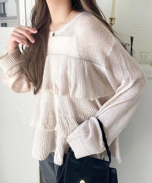 classical elf ティアードメッシュニットce1260477 グレー M ウィメンズインナー_CE クラシカルエルフ 578932 and ST アンドエスティ（旧ドットエスティ）