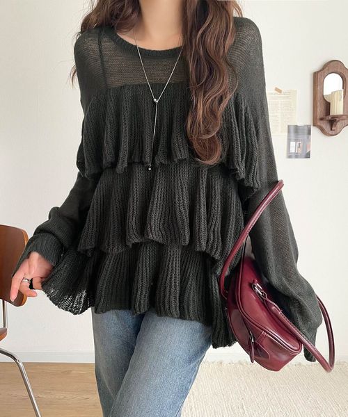 classical elf ティアードメッシュニットce1260477 シルバー L ウィメンズインナー_CE クラシカルエルフ 578932 and ST アンドエスティ（旧ドットエスティ）