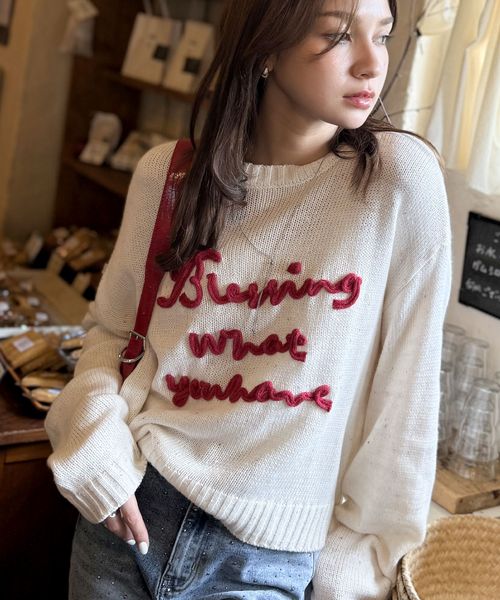 classical elf 【mily bilet】コード刺繍ネップニットプルオーバーmi1359018 オフホワイト M ウィメンズインナー_MB クラシカルエルフ 580690 and ST アンドエスティ（旧ドットエスティ）