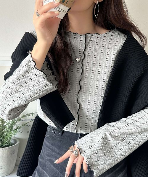 classical elf ほんのり色っぽ。透かし編みセンターメロウフレアスリーブトップスカットソー(長袖)ce1010485 グレー L ウィメンズインナー_CE クラシカルエルフ 584434 and ST アンドエスティ(旧ドットエスティ) classical elf ほんのり色っぽ。透かし編みセンターメロウフレアスリーブトップスカットソー(長袖)ce1010485 グレー L ウィメンズインナー_CE クラシカルエルフ 584434 and ST アンドエスティ(旧ドットエスティ)