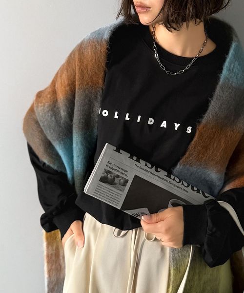 classical elf ゆったりシルエット 綿100%シルケット風シンプル英字ロゴTシャツ(長袖)ce1330048 ブラック M ウィメンズインナー_CE クラシカルエルフ 584439 and ST アンドエスティ(旧ドットエスティ) classical elf ゆったりシルエット 綿100%シルケット風シンプル英字ロゴTシャツ(長袖)ce1330048 ブラック M ウィメンズインナー_CE クラシカルエルフ 584439 and ST アンドエスティ(旧ドットエスティ)