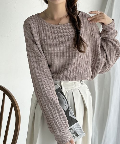 classical elf ゆったりシルエットでこなれ感をプラス。フクレジャガードトップス（長袖）ce1260488 ライトグレー XL ウィメンズインナー_CE クラシカルエルフ 588460 and ST アンドエスティ（旧ドットエスティ）