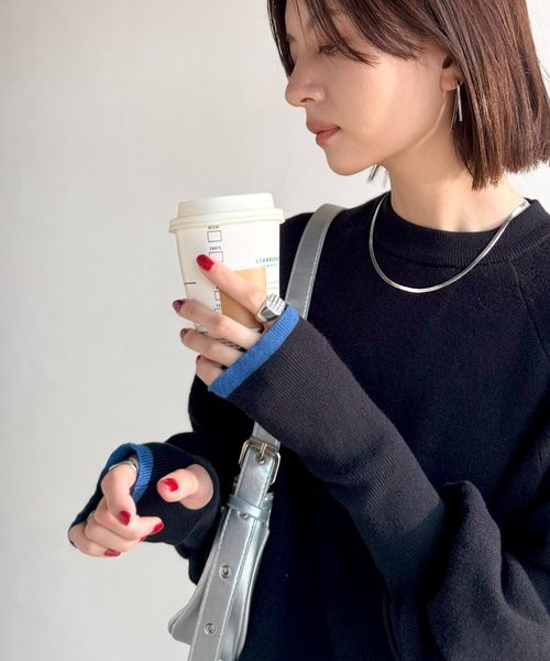 classical elf 袖リブ配色C/NニットPOjv1380009 ブラック L ウィメンズインナー_JV クラシカルエルフ 588923 and ST アンドエスティ（旧ドットエスティ）