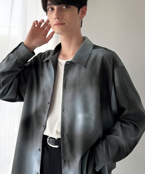 classical elf 【Classical Origin】総柄ドレープキャンプカラーシャツ（長袖）co1150039 ブラック L メンズインナー_CE クラシカルエルフ 596173 and ST アンドエスティ（旧ドットエスティ）