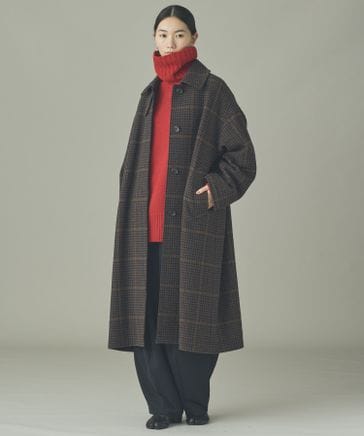 【美品】Curensology カレンソロジー コットン ロングチェスターコート 先行予約】＜C.S.G＞ガンクラブチェックステンカラーコート | [公式