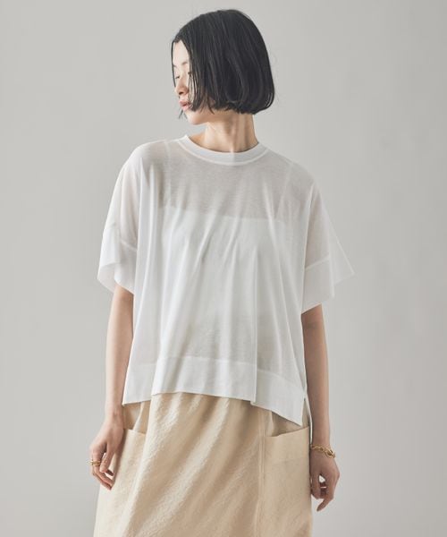 Curensology シアーフライスボクシーTシャツ ホワイト FREE ウィメンズインナー カレンソロジー 121665 and ST アンドエスティ(旧ドットエスティ) Curensology シアーフライスボクシーTシャツ ホワイト FREE ウィメンズインナー カレンソロジー 121665 and ST アンドエスティ(旧ドットエスティ)