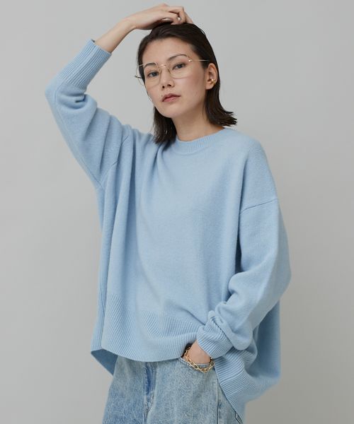 Curensology 今期完売新品ウールカシミヤクルーネックニットプルオーバー-