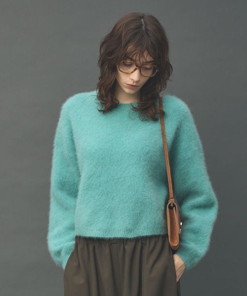 Curensology FOXカシミヤニットプルオーバー グリーン FREE ウィメンズインナー カレンソロジー 494425 and ST アンドエスティ（旧ドットエスティ）