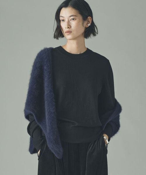 Curensology FOXカシミヤストール ネイビー FREE ウィメンズグッズ カレンソロジー 494436 and ST アンドエスティ（旧ドットエスティ）