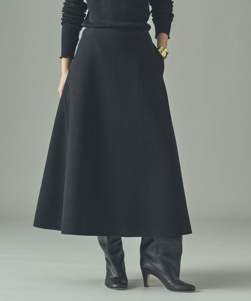 Curensology ウールボンディングスカート ブラック 36インチ ウィメンズボトムス カレンソロジー 574778 and ST アンドエスティ（旧ドットエスティ）